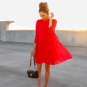 Plated red dress.